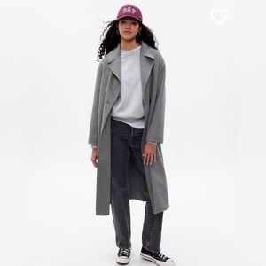relaxed wool wrap coat - charcoal grey